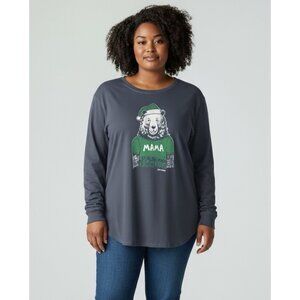 *Life is Good Crusher Tee Mama XXL Blue Cotton Long Sleeve Christmas Bear